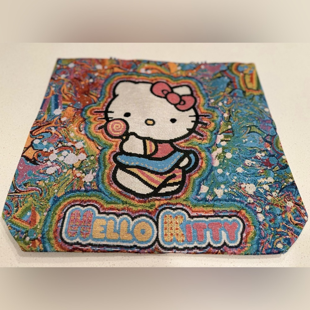 New Psychedelic Hello Kitty Tapestry Design Tote Bag | Satchel with Zipper